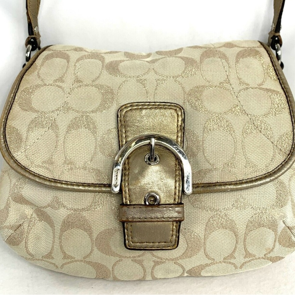 Coach metallic cross body gold & ivory bag.